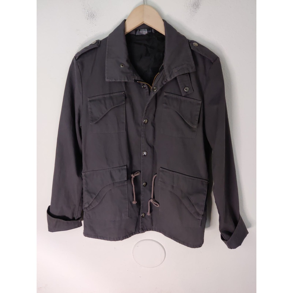 3/$20 Sherman Carter Gray Drawstring Waist Front Zip Button Jacket Size L